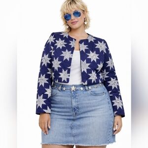 Nwt Time & Tru Quilted Star Print Cropped Jacket Lone Star Quiltcore Sz 22 XXXL